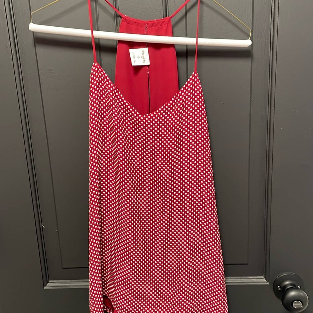 Burgundy polka dot tank